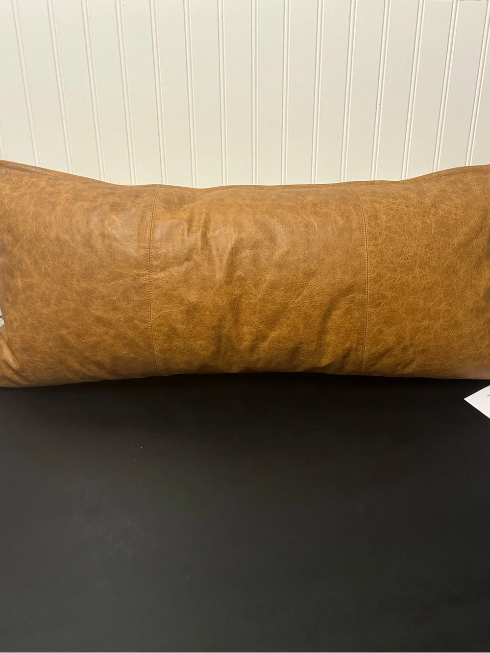 Villa Dumont chestnut leather lumbar pillow